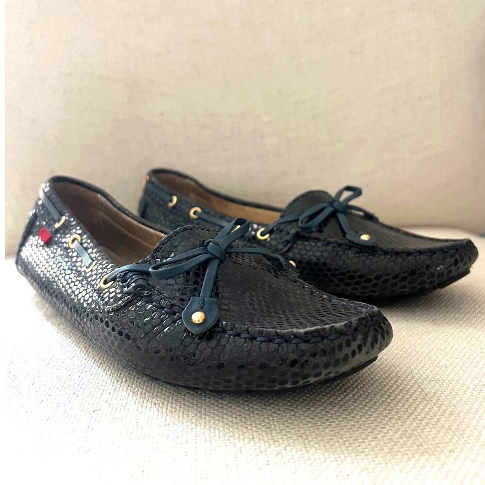 7 navy snake-print Marc Joseph New York Cypress Hill driving loafers flats lux